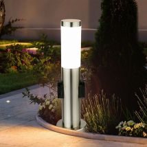 Lampe sur pied led inox jardin terrasse éclairage IP44 2x douilles