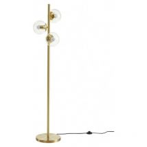 Vente-unique - Lampadaire en laiton brossé et 3 globes en verre vintage - h. 148 cm - yukon