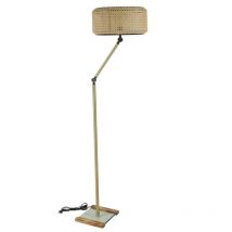 Wellhome - Lampadaire en métal couleur Doré Rattan - Doré
