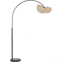 Beliani - Lampadaire en Métal Noir et Pulpe de Papier Ton Naturel 189 cm E27 Max 60W Pied Courbe Herron