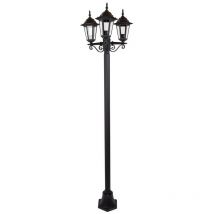 Bricolage Direct - Lampadaire Extérieur 3 Têtes 3x100W Fonte Noir initialis
