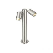 Saxby Atlantis - Acier inoxydable brossé de catégorie marine de poteau de borne extérieure à 2 lumières, verre IP65, GU10