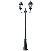Lampadaire de jardin 2 bras 230 cm Vert foncé/Noir Aluminium vidaXL