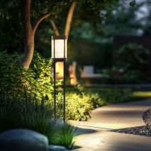 Lampadaire extérieur LED Lampe d'allée noire Lampe de jardin Lampe de terrasse Lampadaire, métal, 8W 855lm blanc chaud, DxH 12,5 x 100 cm