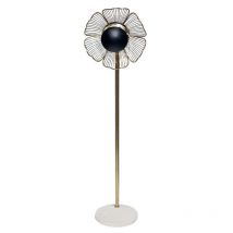 La Grande Prairie - Lampadaire fleur doré pied marbre blanc 41x26x142cm