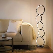 Lampadaire Gbly led Variable Moderne Lampadaire 32W Touch Switch Blanc Chaud 3000K Aluminium 5-flamme annulaire noir Lampadaire pour chambre à
