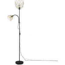 Reality Leuchten - Lampadaire industriel noir doré Lampe de salon Lampe de lecture flexible, allumage séparé, 1x E27, 1x E14, DxH 23 x 180 cm