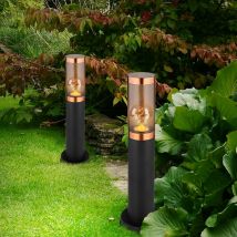 Lampadaire lampadaire éclairage extérieur lampadaire fumée cuivre extérieur lampadaire de jardin, plastique inox, 1x E27, DxH 7,6x45 cm, lot de 2