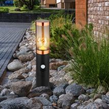 Lampadaire LED sur pied éclairage extérieur fumé cuivre extérieur avec détecteur de mouvement Lampadaire de jardin, acier inoxydable plastique, 7W
