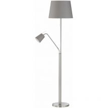 Fischer&honsel - Lampadaire lampadaire lampadaire lampe de lecture lampe de salon lampe de salle à manger, abat-jour en tissu nickel métal, spot