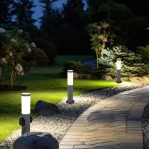 Globo - Lampadaire, lampe d'extérieur avec douille, lampe à pied en acier inoxydable, lampe de jardin, éclairage de chemin, anthracite, douille E27,
