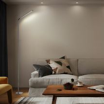 Lampadaire led, mobile Lampadaire, dimmable Lampe de salon, métal, chrome noir, 6,5W 500Lm blanc chaud, h 145 cm