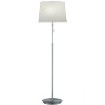 Lampadaire Lyon en acier satiné avec abat-jour blanc réglable en hauteur et équipé de 3 ampoules à allumage séparé h. 140180cm, D.46,5cm.
