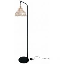 Dkd Home Decor - Lampadaire dkd homedecor noir métal brun rotin (40 x 40 x 160 cm)