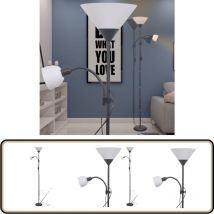 Lampadaire Noir - Lampadaire Noir - Éclairage Intérieur - Lampadaire Design - Lampadaire Moderne - Lampadaire Double Fonction