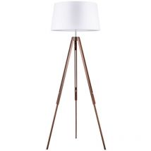 Epikasa - Lampadaire Oise, Bois, Tissu, Marron, Blanc, 67x60,5x158 cm