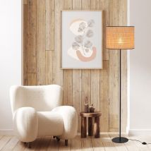 Millumine - Lampadaire Raphia Et Metal Noir Pauline