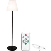 Lampe de sol rechargeable blanche et noire pour intérieur et extérieur - 180lm - Blanc chaud - Télécommande - 150cm