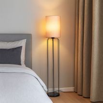 Fischer Leuchten - Lampadaire Salon 1 flamme Lampadaire noir rose avec abat-jour textile, métal tissu, 1 douille E27, DxH 20x114 cm