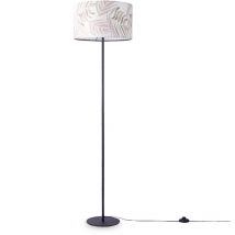 Lampadaire Salon Déco Bureau Trépied Abat-Jour Rond Tissu Fleurs Jungle Design 2 (Ø38 cm), Lampadaire à un pied - Noir - Paco Home