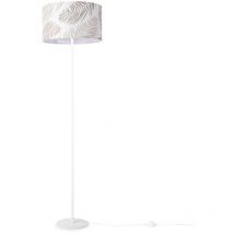 Lampadaire Salon Déco Bureau Trépied Abat-Jour Rond Tissu Fleurs Jungle Design 1 (Ø38 cm), Lampadaire à un pied - Blanc - Paco Home