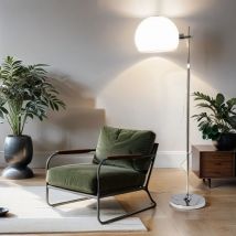 Licht-erlebnisse - Lampe sur pied d'intérieur Empetrum blanche grise au design élégant dans le style Bauhaus - Chrome, Blanc