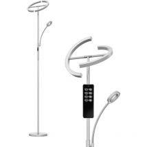 Stehlampe led Grau 20W mit 7W Leselampe, Standleuchte Dimmbar mit Fernbedienung 3000K-6000K Lichtfarbe und Helligkeit Einstellbar Touch Deckenfluter