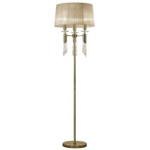Inspired Mantra - Tiffany - Lampadaire 3 + 3 lumières E27 + G9, laiton antique avec abat-jour en bronze tendre et cristal clair