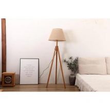 Lampadaire Tripode en Bois avec Pantalon en Lin