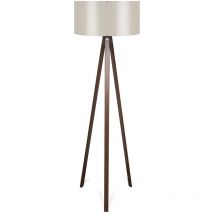 Lampadaire trépied obscure, mdf gris claire, Tanganica, 38x38x140 cm, e 27 Max 60 w - Beige - Wellhome