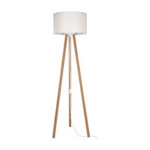Toscohome - Lampadaire tripode en chêne avec abat-jour en tissu crème - Piko