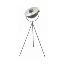 Lampadaire Trépied Projecteur en Métal 145cm - Gris Blanc - SILUMEN