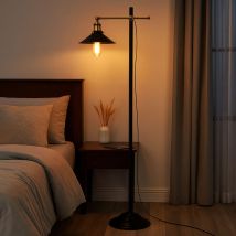 Etc-shop - Lampadaire vintage filament lampe laiton antique, réglable en hauteur dans un ensemble comprenant des ampoules led