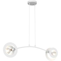 Bonetti Illumina - Lampadario 2 Luci Crono Acciaio Bianco A Bracci E Diffusori A Doppio Cerchio