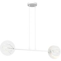 Lampadario 2 Luci Xotic In Acciaio Bianco a Bracci e Diffusori a Cerchio