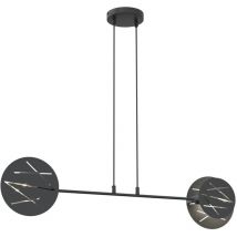 Lampadario 2 Luci Xotic In Acciaio Nero a Bracci e Diffusori a Cerchio