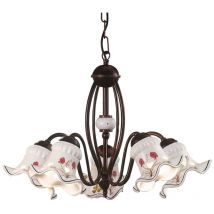 Lampadario Classico Chieti Metallo e Ceramica Nero Sfumato Rame 5 Luci E14