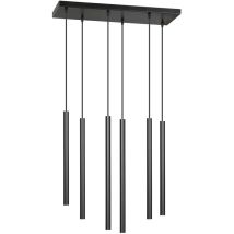 Bonetti Illumina - Lampadario 6 Luci Moderno Shu Acciaio Nero E Paralumi A Cilindri Sottili