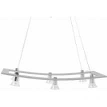 Lampada a sospensione 6 fiamme LED lampada da tavolo lampada a sospensione lampada da soggiorno, acciaio inox spazzolato, vetro, 6x 5W 6x200lm bianco