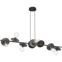 Lampadario 8 Luci Token In Acciaio Nero Con Barra E Diffusori A Piatti