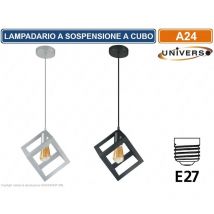 Lampadario a sospensione pendente forma cubo con attacco E27 finitura bianco nero 16CM - Colore: Nero