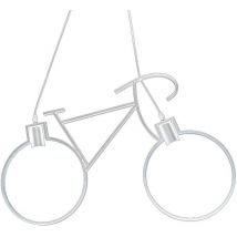 Lampadario a sospensione da soffitto con bicicletta vintage retrò lampada con bici 2 attacchi E27 da soffitto bianco