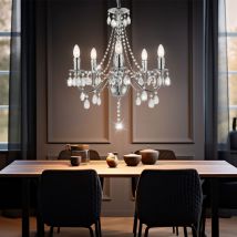 Lampadario a sospensione illuminazione cristalli acrilici decoro chiaro