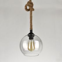 Wottes - Lampadario a Sospensione Industriale Vintage E27 Lampada a Soffitto di Vetro Globo Luce Sospensione Regolabile - Ø20CM a