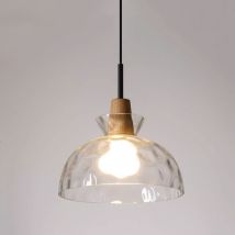 Wottes - Lampadario a Sospensione Moderno Lampada a Soffitto Vetro Legno Plafoniera Art D'eco Per Sala da Pranzo Cucina - Ø27CM