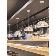 Lampadario a Sospensione Paralume In Metallo Traforato Portalampada E27 Bianco