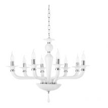 Lampadario a sospensione D82 cm villa a 8 luci in vetro lavorato a mano bianco