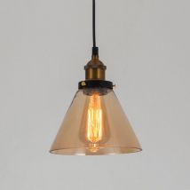 Wottes - Lampadario a Sospensione Vintage Industriale Lampada a Sospensione Vetro Lampada da Soffitto Regolabile - a Ambra