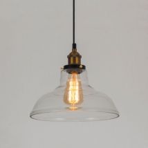 Wottes - Lampadario a Sospensione Vintage Industriale Lampada a Sospensione Vetro Lampada da Soffitto Regolabile - d Trasparente