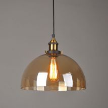 Wottes - Lampadario a Sospensione Vintage Industriale Lampada a Sospensione Vetro Lampada da Soffitto Regolabile - e Ambra